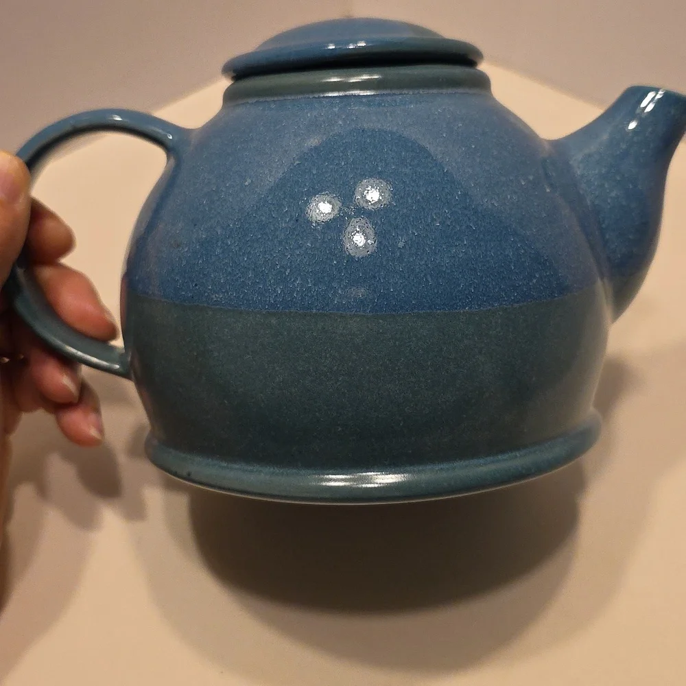 Vintage Feltman Langer Porcelain Blue And Green Tea Pot